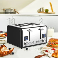 HKM-192851 Digital 4-Slice Electric Toaster with LED Display for Even Toasting and Smart Settings
