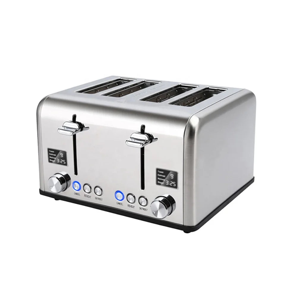 HKM-192851 Digital 4-Slice Electric Toaster with LED Display for Even Toasting and Smart Settings