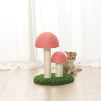 HKM-1928765 Durable Sisal Cat Scratcher with Flannel Mushroom and Lawn Base for Cats up to 15 lbs