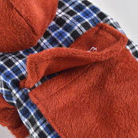 HKM-1929149 Pet Dog Plush Pocket Pants - Cozy Four-Legged Clothing in Red or Blue Checkered Pattern