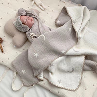 HKM-193107 Double-Sided Cotton Embroidery Baby Blanket - 100x110cm for All Seasons