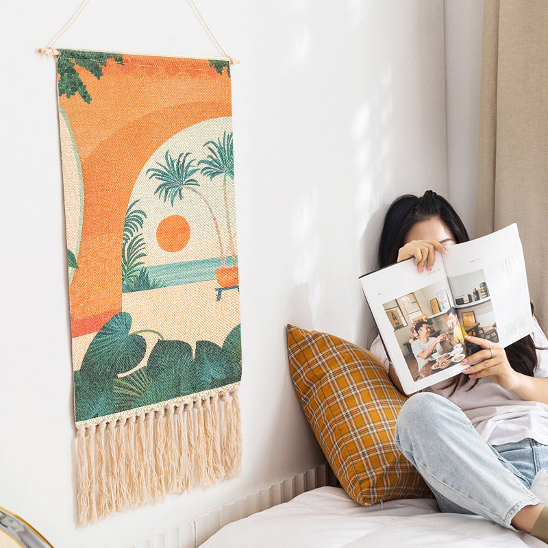 HKM-193171 Hand-woven Nordic Tapestry with Plant and Flower Designs - 70x50cm