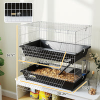 HKM-1932221 2-Tier Small Animal Cage for Rabbits, Ferrets, Chinchillas with Ramp and Accessories - Black