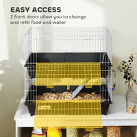 HKM-1932221 2-Tier Small Animal Cage for Rabbits, Ferrets, Chinchillas with Ramp and Accessories - Black
