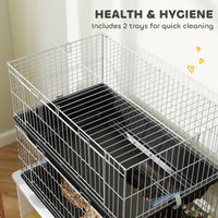 HKM-1932221 2-Tier Small Animal Cage for Rabbits, Ferrets, Chinchillas with Ramp and Accessories - Black