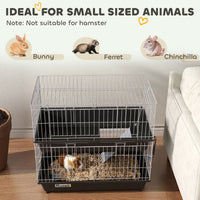 HKM-1932221 2-Tier Small Animal Cage for Rabbits, Ferrets, Chinchillas with Ramp and Accessories - Black