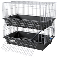 HKM-1932221 2-Tier Small Animal Cage for Rabbits, Ferrets, Chinchillas with Ramp and Accessories - Black