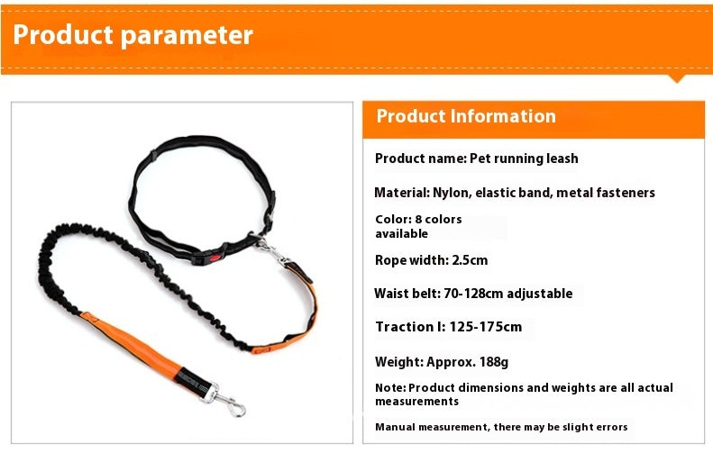 HKM-1932349 Adjustable Reflective Dog Running Belt with Elastic Leash for Small to Medium Dogs, Comfortable Nylon Traction Rope for Hands-Free Walking and Hiking