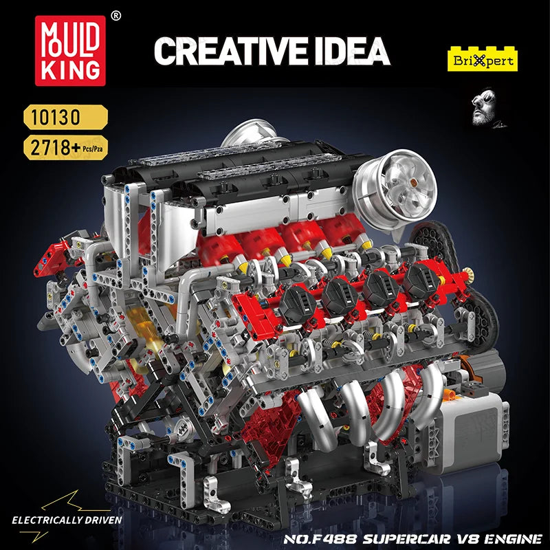 HKM-193235 V8 Engine Creative Building Set with 2718 Pieces for Kids - Remote Control Model