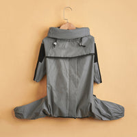 HKM-1932733 Reflective Waterproof Four-Legged Raincoat for Large Dogs - PU Coated Fabric, Casual Style