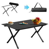 HKM-193299 Portable Black Camping Roll Table - 86x60x42cm Folding Outdoor Furniture