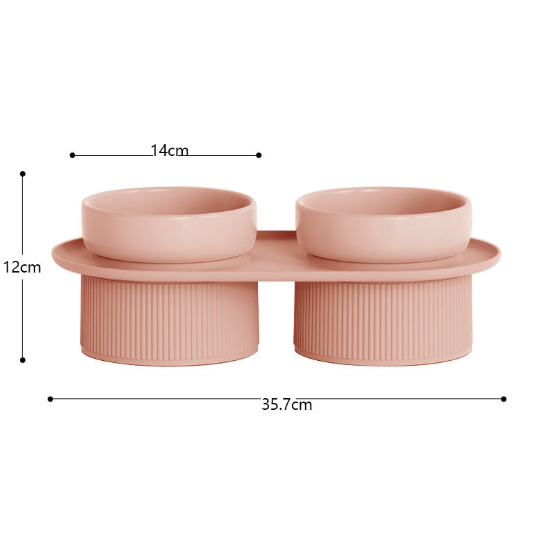 HKM-1934525 Ceramic Double Bowl for Cats and Dogs - Removable, Easy to Clean, Safe and Durable Design