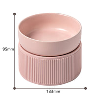 HKM-1934525 Ceramic Double Bowl for Cats and Dogs - Removable, Easy to Clean, Safe and Durable Design