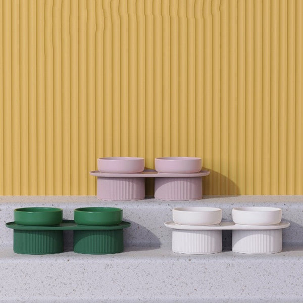 HKM-1934525 Ceramic Double Bowl for Cats and Dogs - Removable, Easy to Clean, Safe and Durable Design
