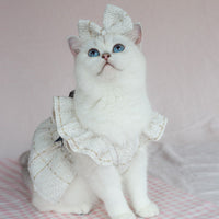 HKM-1934909 Woven Ruffle Sleeve Outfit with Bow Tie and Corsage for Pets