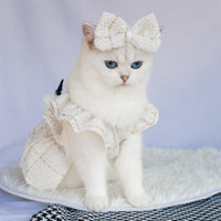 HKM-1934909 Woven Ruffle Sleeve Outfit with Bow Tie and Corsage for Pets