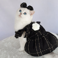 HKM-1934909 Woven Ruffle Sleeve Outfit with Bow Tie and Corsage for Pets
