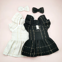 HKM-1934909 Woven Ruffle Sleeve Outfit with Bow Tie and Corsage for Pets