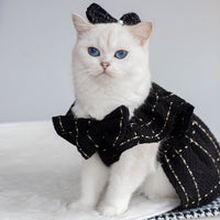 HKM-1934909 Woven Ruffle Sleeve Outfit with Bow Tie and Corsage for Pets