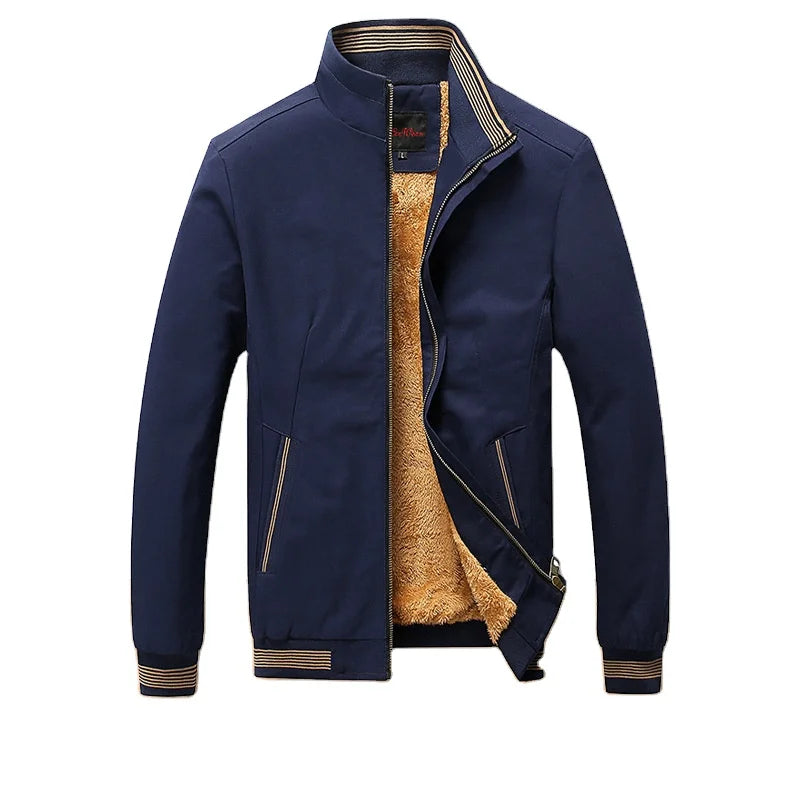 HKM-193491 Mens Winter Iacket Coat Velvet Thickened Cold Resistant Warm Windproof Waterproof Plush Standing Collar Men's Coats