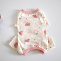 HKM-1935165 Warm and Cozy Four-Legged Pajamas for Cats - Smiling Face, Strawberry, and Pine Cone Designs in Multiple Sizes