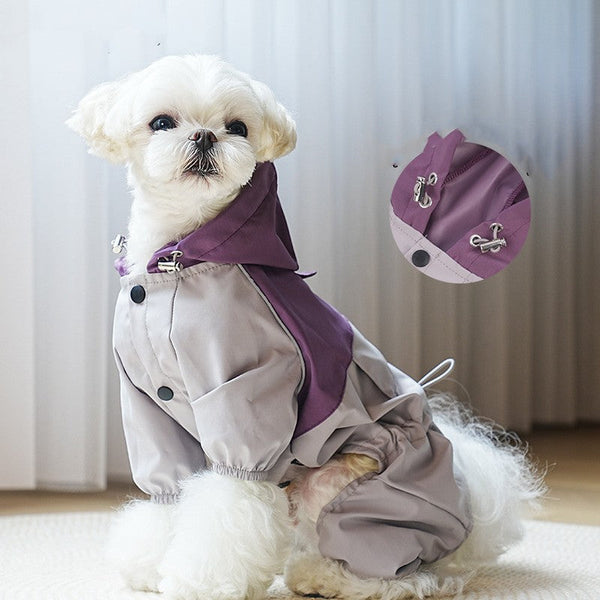 HKM-1935933 Stylish Pet Raincoat for Small and Medium Dogs - Waterproof Polyester, Multiple Colors Available