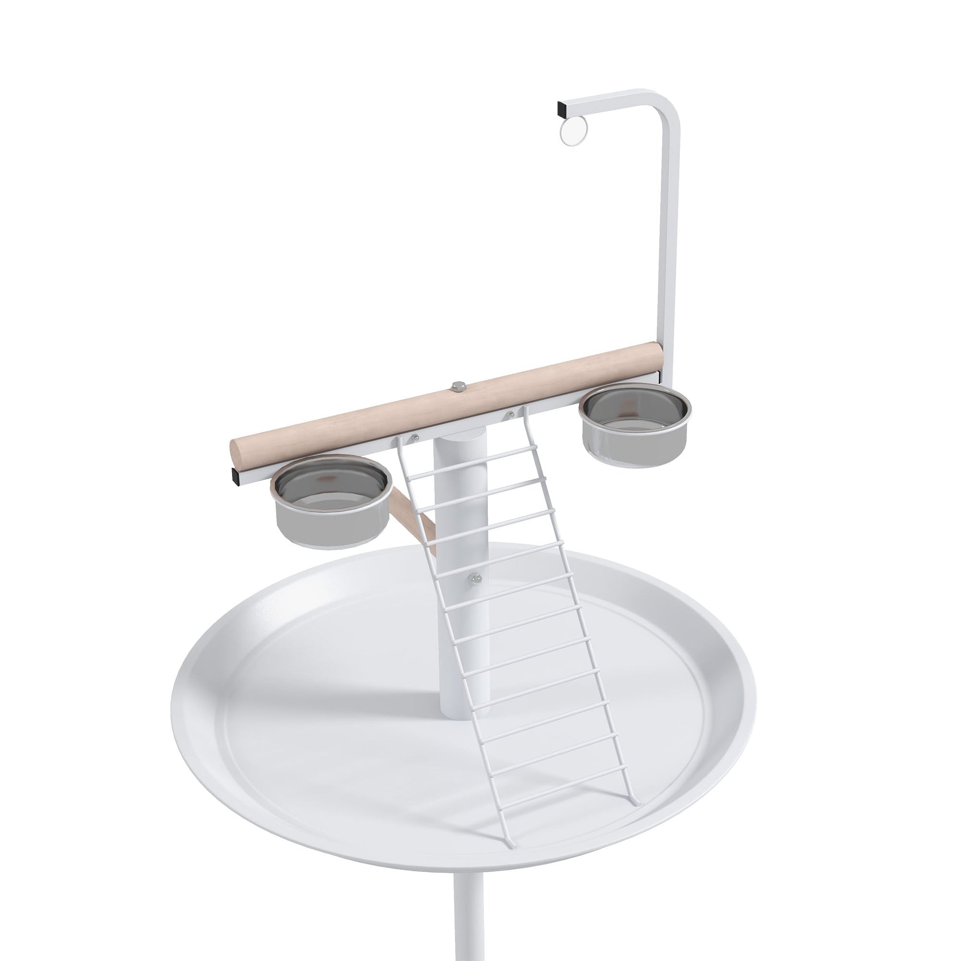HKM-1936189 Portable Bird Stand with Wheels, Stainless Steel Bowls, Perches and Round Pallet for Small Parrots
