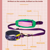 HKM-1936317 Adjustable Floral Pet Collar and Lead Rope Set - Wine Red, Barbie Pink, Grape Purple