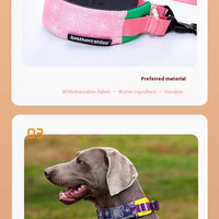 HKM-1936317 Adjustable Floral Pet Collar and Lead Rope Set - Wine Red, Barbie Pink, Grape Purple