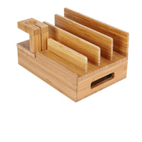 HKM-193811 Wooden Bamboo Charging Station for iPhone, iPad, Apple Watch, and Tablets