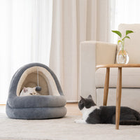 HKM-1938365 Cozy Crystal Velvet Cat and Small Dog Bed with Removable Mattress