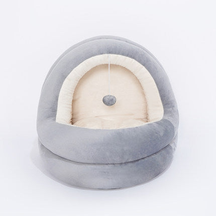 HKM-1938365 Cozy Crystal Velvet Cat and Small Dog Bed with Removable Mattress