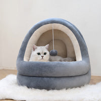HKM-1938365 Cozy Crystal Velvet Cat and Small Dog Bed with Removable Mattress