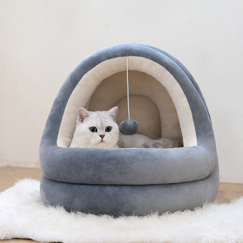 HKM-1938365 Cozy Crystal Velvet Cat and Small Dog Bed with Removable Mattress