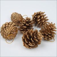 HKM-193875 Pine Cone Christmas Decoration Pendants in Gold and Silver - Set of 6