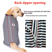 HKM-1938877 Striped Thin Dog Shirt for Golden Retrievers and Labradors in Sky Blue and Dark Blue, Various Sizes Available