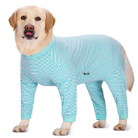 HKM-1938877 Striped Thin Dog Shirt for Golden Retrievers and Labradors in Sky Blue and Dark Blue, Various Sizes Available