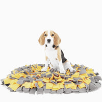 HKM-1939133 Pet Sniffing Mat for Training and Slow Feeding - Flannel Puzzle Blanket in Gray-Yellow, Black, Gray