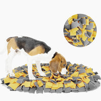 HKM-1939133 Pet Sniffing Mat for Training and Slow Feeding - Flannel Puzzle Blanket in Gray-Yellow, Black, Gray
