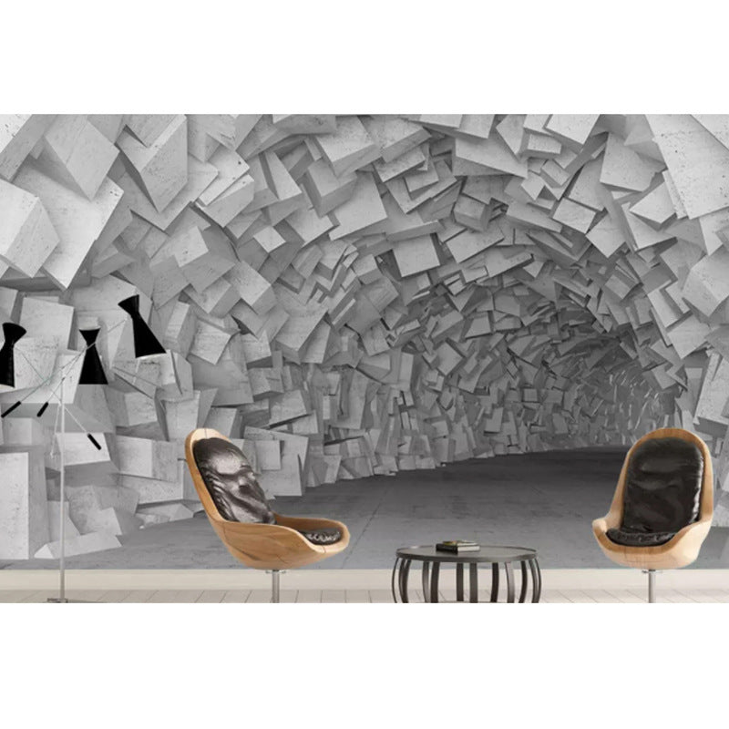 HKM-193939 Industrial Style 3D Three-Dimensional Extended Space Wallpaper for Living Room or Bar