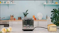 HKM-194003 Electric Stainless Steel 2-Slice Waffle and Bread Toaster Oven with Grill