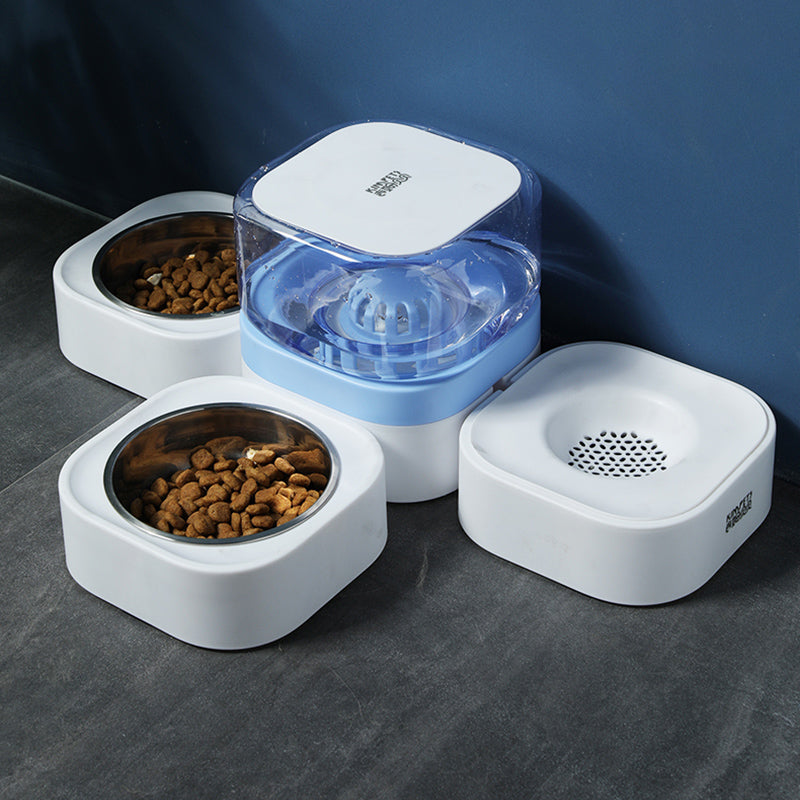 HKM-1940157 Automatic Cat Water Dispenser with Multiple Bowls, Non-Wet Mouth Design, Compact Size in Gray, Pink, Blue, and Green
