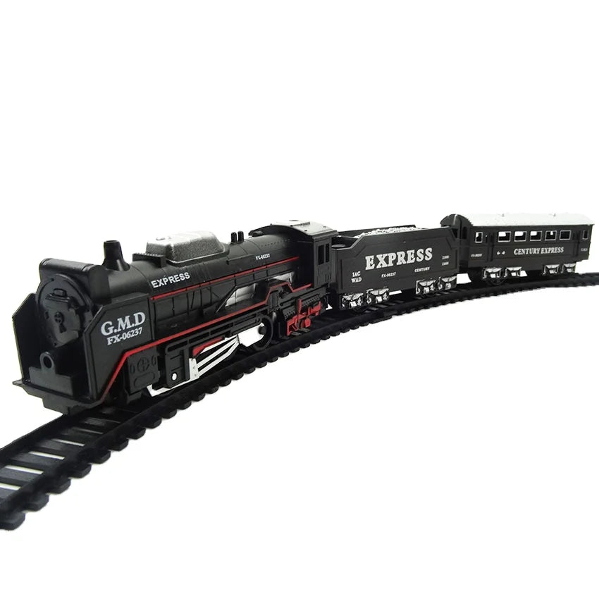 HKM-194067 Battery Operated Railway Train Toy with Sound and Light for Ages 5-13, Plastic Construction