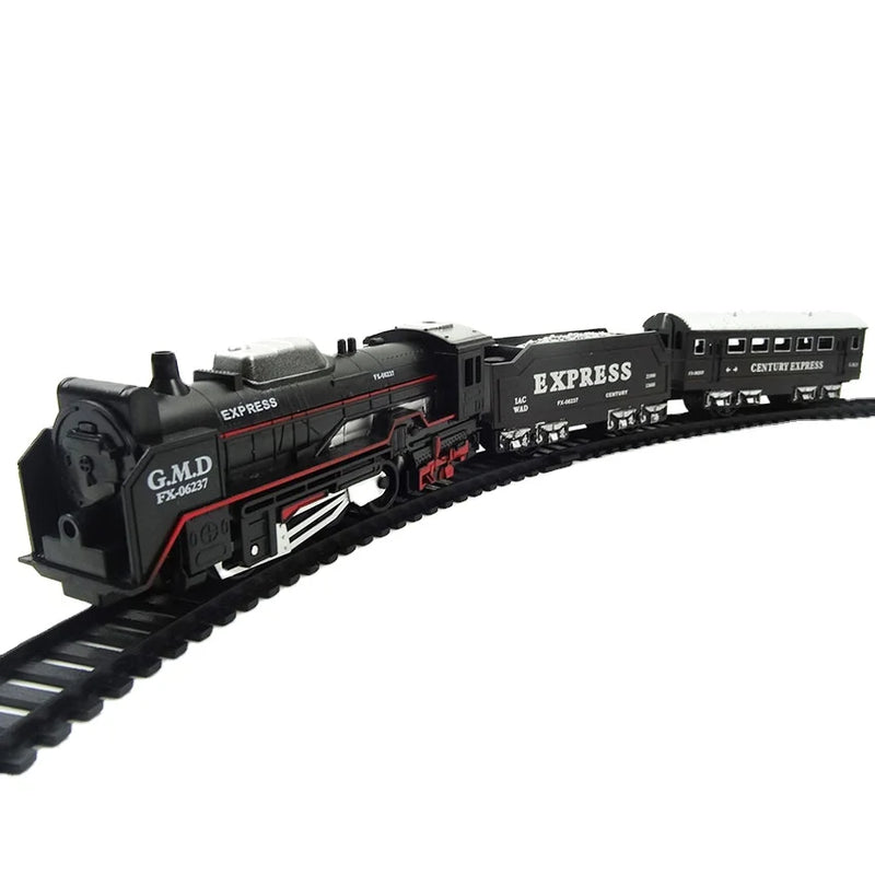 HKM-194067 Battery Operated Railway Train Toy with Sound and Light for Ages 5-13, Plastic Construction