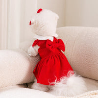 HKM-1942461 Puppy New Year Princess Costume in Red Corduroy ¨C Size XS to XL Available