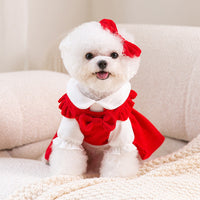 HKM-1942461 Puppy New Year Princess Costume in Red Corduroy ¨C Size XS to XL Available