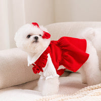 HKM-1942461 Puppy New Year Princess Costume in Red Corduroy ¨C Size XS to XL Available