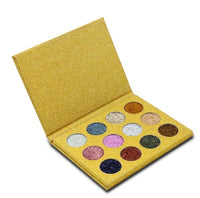 HKM-194323 12 Colors Rainbow Pearl Glitter Eyeshadow Palette - Bright and Shimmering Makeup Collection