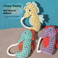 HKM-1943741 Pineapple Velvet Plush Seahorse Pet Toy - Long Lasting Molar Fabric Sound, Available in Yellow, Green, Purple