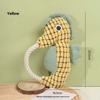 HKM-1943741 Pineapple Velvet Plush Seahorse Pet Toy - Long Lasting Molar Fabric Sound, Available in Yellow, Green, Purple